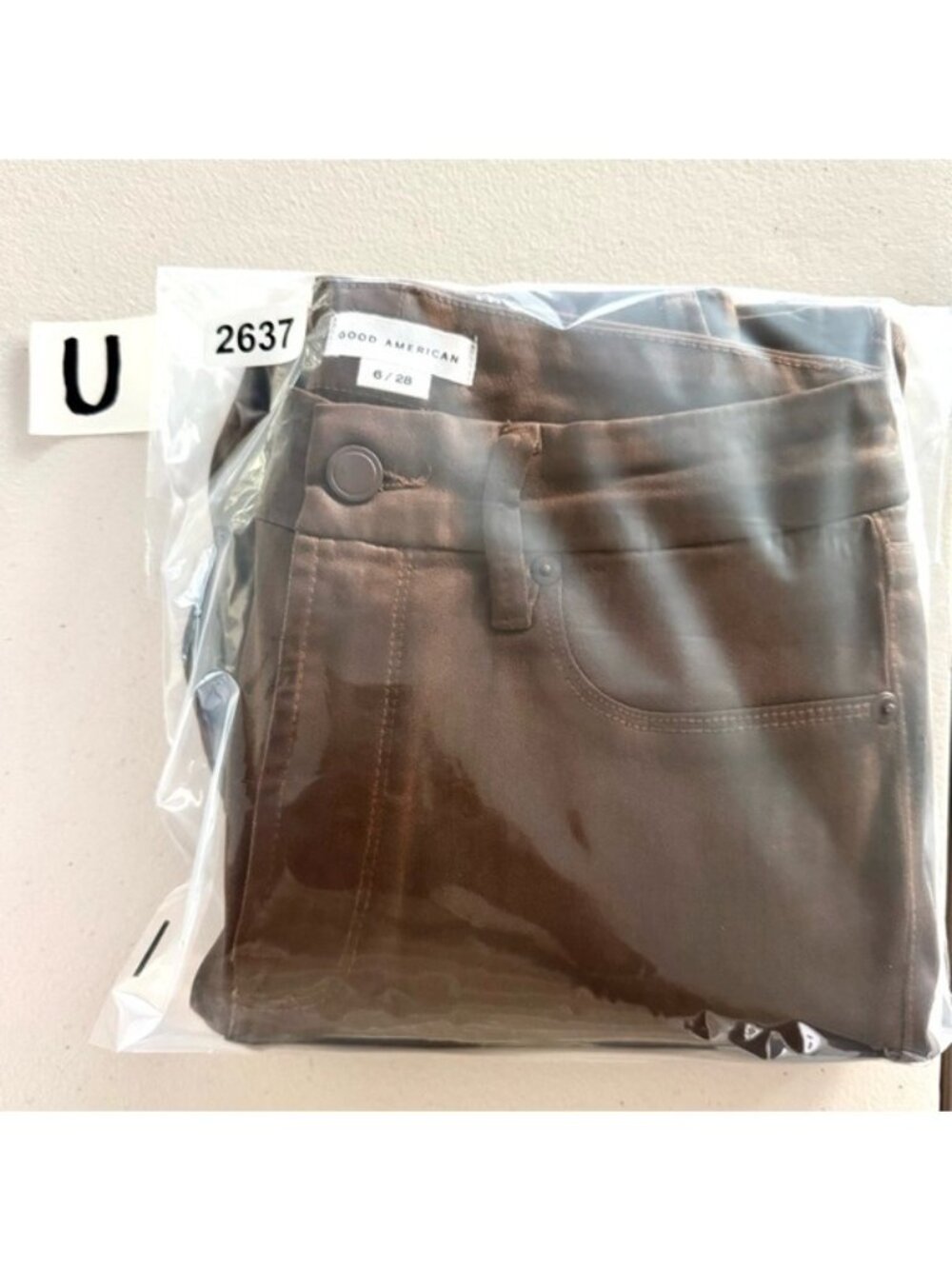 Good American GOOD LEGS COATED STRAIGHT JEANS LIGHT MOCHA 28 - Picture 14 of 14